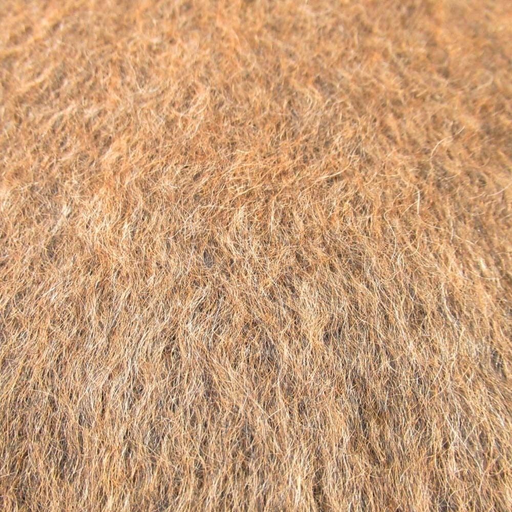 Hermes Mohair Brushed Shaggy Knit Sweater Top Ribbed High Neck Top 38 Brown