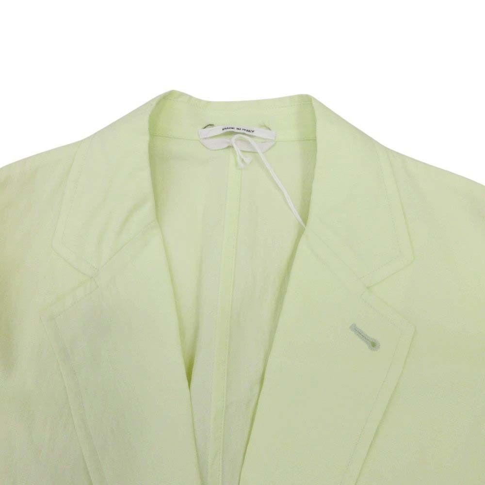 Hermes Rayon Tailored Jacket Single 2 Button Leather 50 Neon Yellow