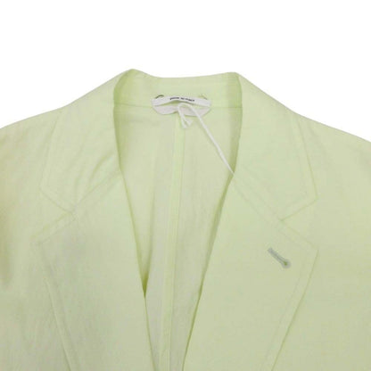 Hermes Rayon Tailored Jacket Single 2 Button Leather 50 Neon Yellow