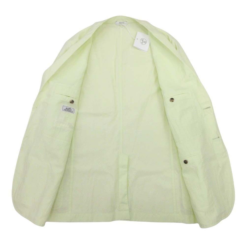 Hermes Rayon Tailored Jacket Single 2 Button Leather 50 Neon Yellow