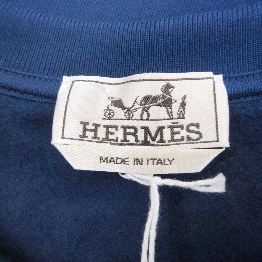 Hermes Chevaux an Symmetry Sweatshirt Shirt Brushed Back Top Sheep Leather Trim