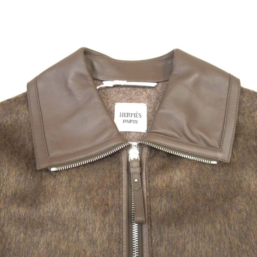 Hermes Rocabar Cashmere Mohair Shaggy Long Coat Lambskin Trim Sheepskin 34