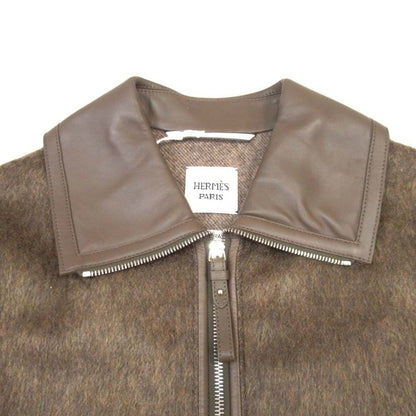 Hermes Rocabar Cashmere Mohair Shaggy Long Coat Lambskin Trim Sheepskin 34