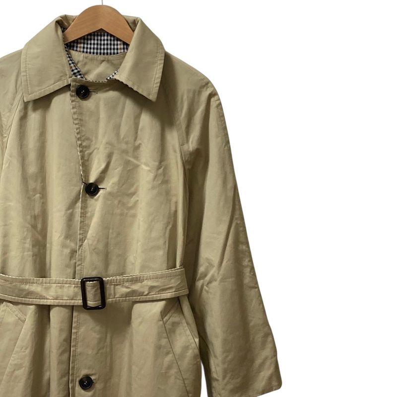 Max Mara Weekend Checkered Pattern Reversible Collarless Coat with Belt 44 Beige