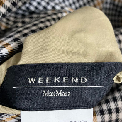 Max Mara Weekend Checkered Pattern Reversible Collarless Coat with Belt 44 Beige