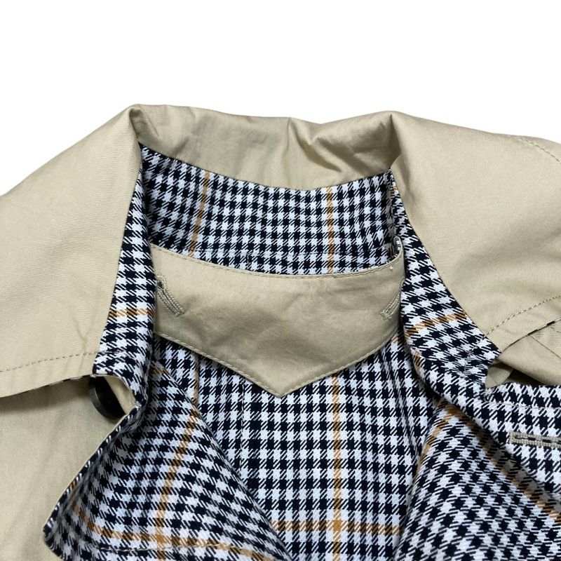Max Mara Weekend Checkered Pattern Reversible Collarless Coat with Belt 44 Beige