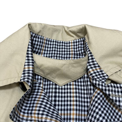 Max Mara Weekend Checkered Pattern Reversible Collarless Coat with Belt 44 Beige