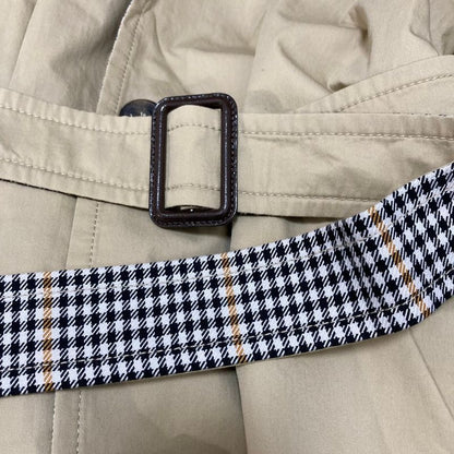 Max Mara Weekend Checkered Pattern Reversible Collarless Coat with Belt 44 Beige