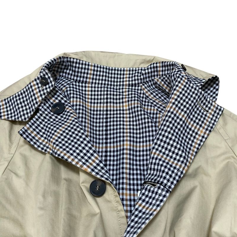 Max Mara Weekend Checkered Pattern Reversible Collarless Coat with Belt 44 Beige