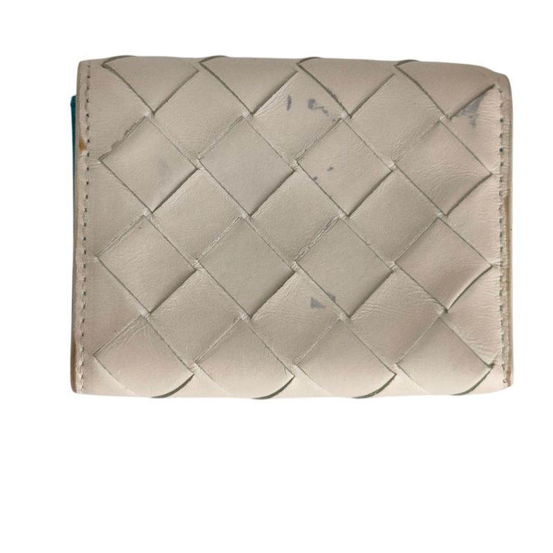Bottega Veneta Intrecciato Tiny Trifold Wallet Compact White Blue