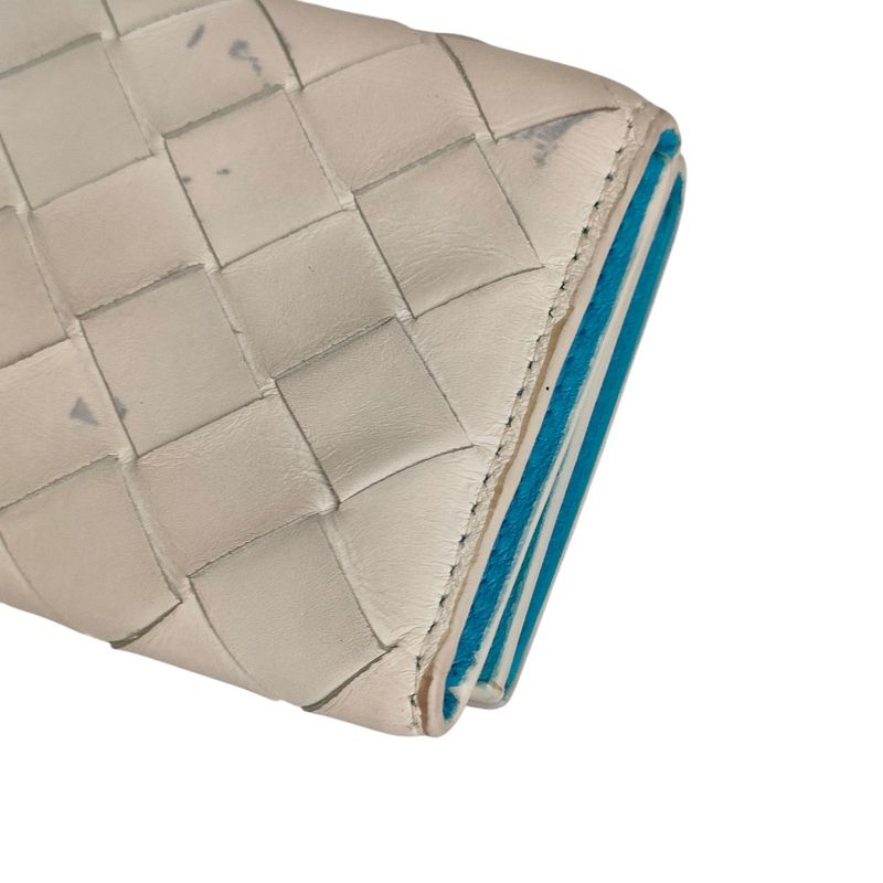 Bottega Veneta Intrecciato Tiny Trifold Wallet Compact White Blue