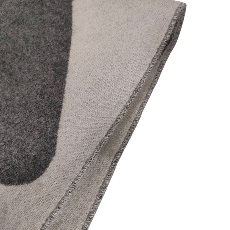 Hermes Cashmere Love Story Horse Pattern Fringe Scarf Gray Off White