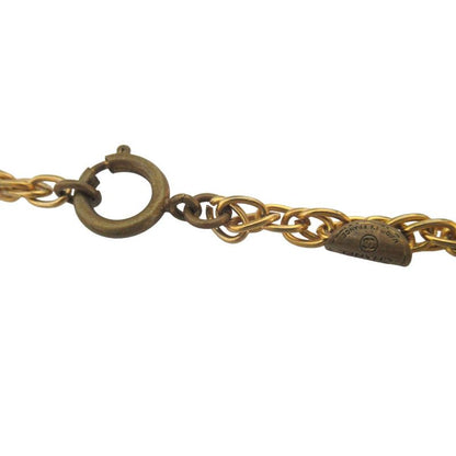 Chanel CC Logo Line Stone Chain Necklace Gold Plated
