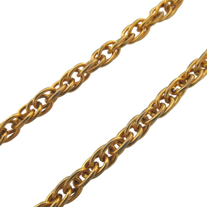 Chanel CC Logo Line Stone Chain Necklace Gold Plated