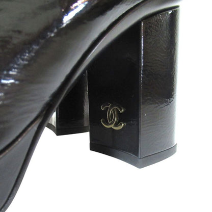Chanel 23k CC Logo Patent Leather Short Boots Black