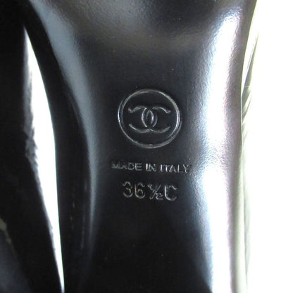Chanel 23k CC Logo Patent Leather Short Boots Black