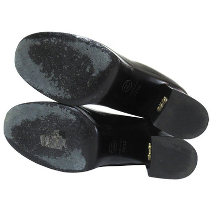 Chanel 23k CC Logo Patent Leather Short Boots Black