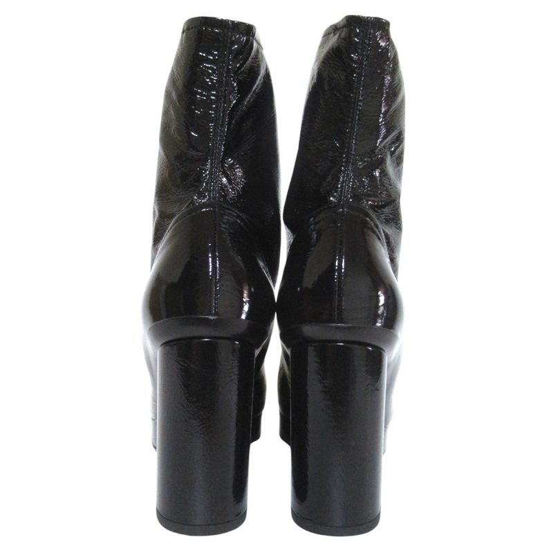 Chanel 23k CC Logo Patent Leather Short Boots Black