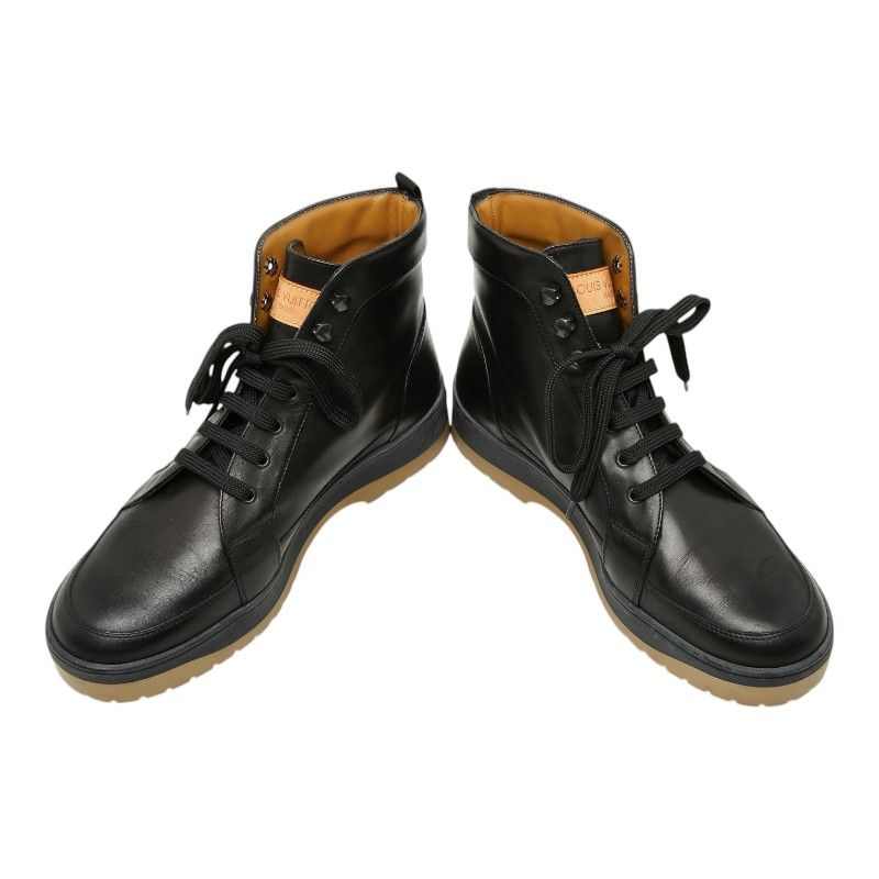 Louis Vuitton Lace Up Boots 6.5 Black Leather