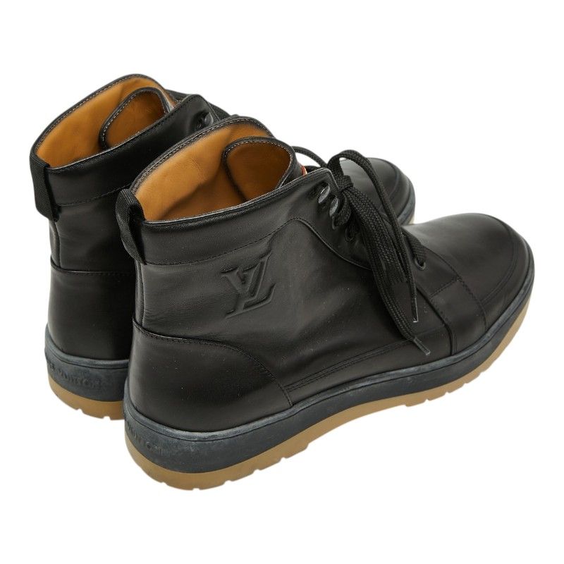 Louis Vuitton Lace Up Boots 6.5 Black Leather