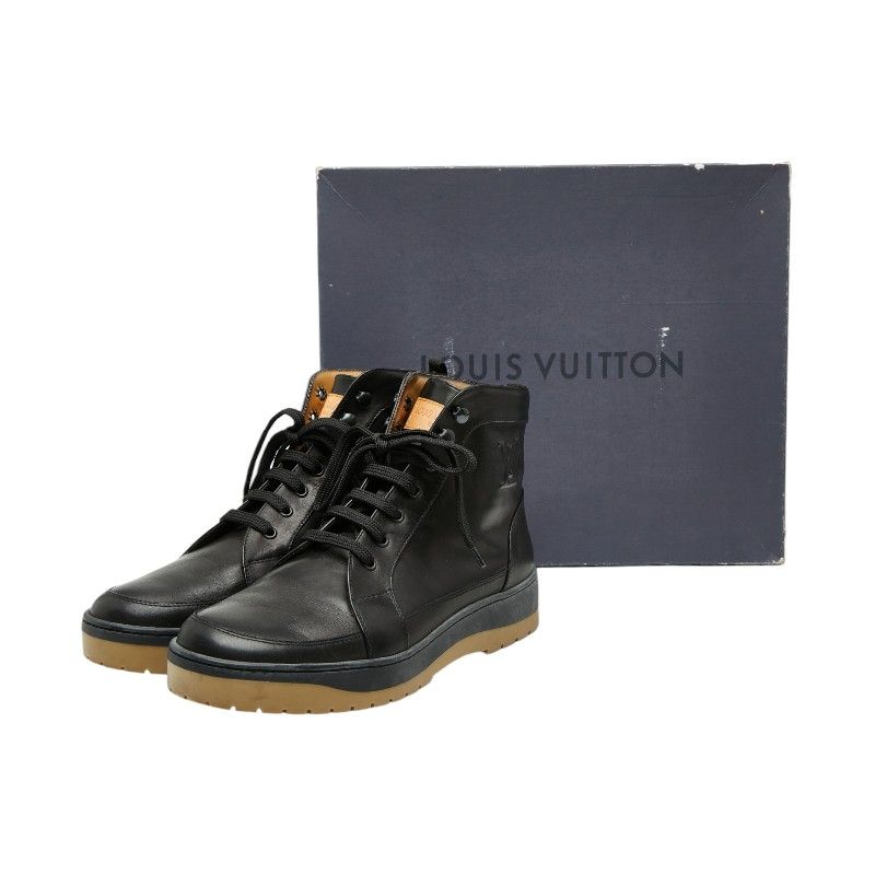 Louis Vuitton Lace Up Boots 6.5 Black Leather