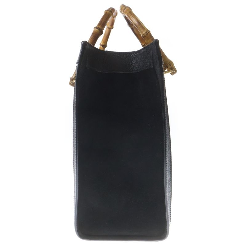 Gucci Bamboo Suede Leather Handbag Black