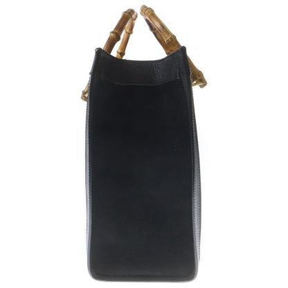 Gucci Bamboo Suede Leather Handbag Black