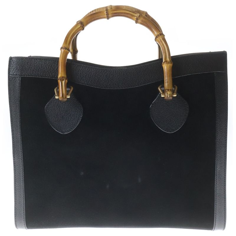Gucci Bamboo Suede Leather Handbag Black