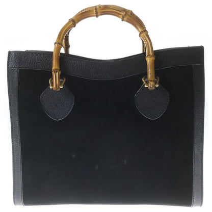 Gucci Bamboo Suede Leather Handbag Black