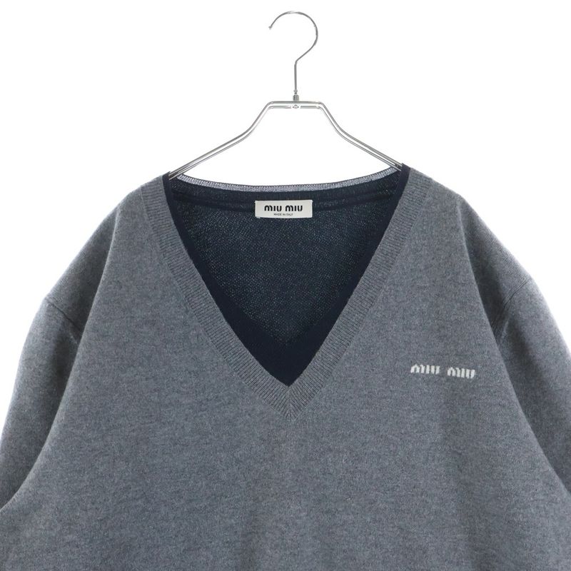 Miu Miu Logo Embroidery Layered Sweater