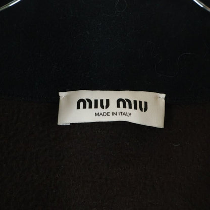 Miu Miu Logo Embroidery Drawstring Fleece Jacket Brown