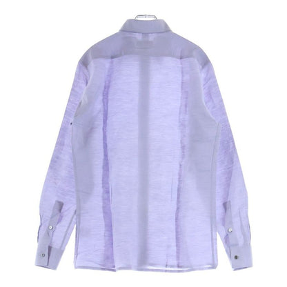 Hermes Linen Blend Long Sleeve Cotton Shirt Purple