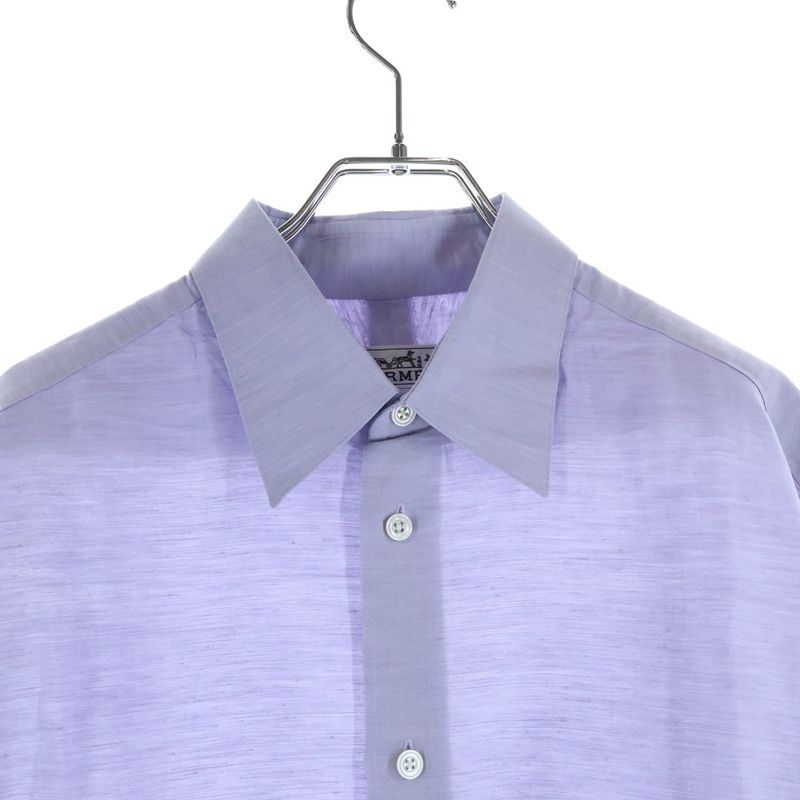 Hermes Linen Blend Long Sleeve Cotton Shirt Purple