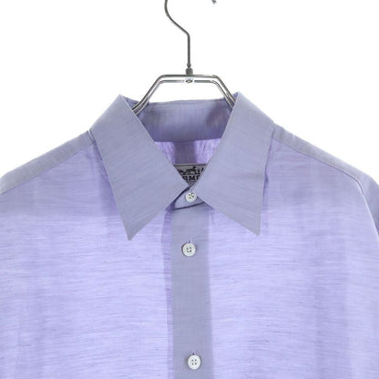 Hermes Linen Blend Long Sleeve Cotton Shirt Purple