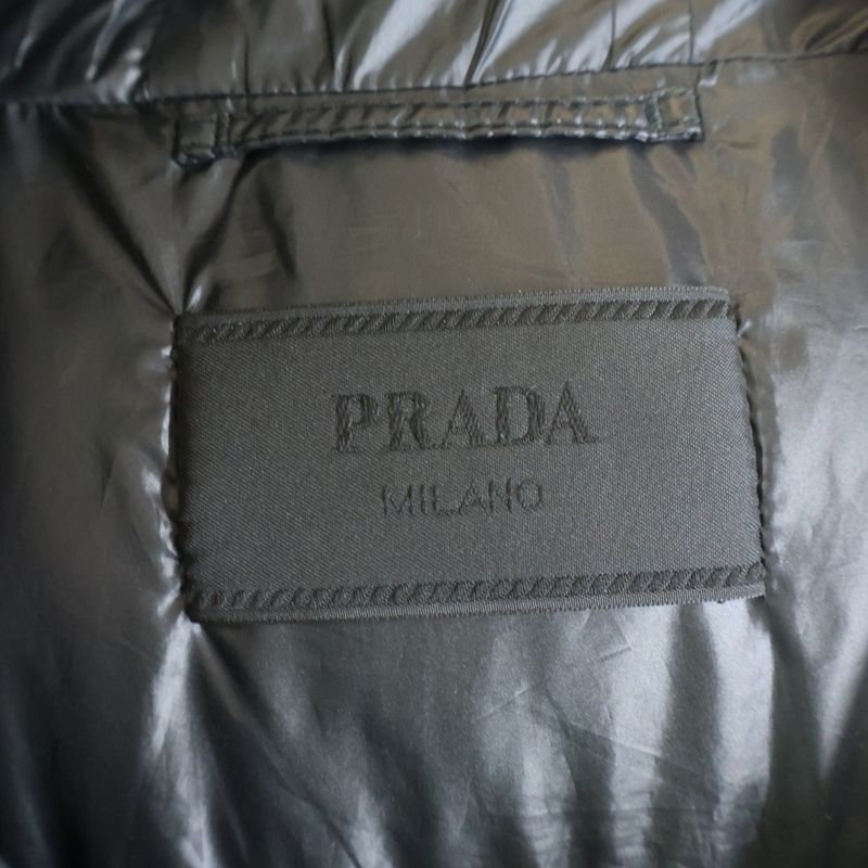 Prada Re-Nylon Triangle Logo Down Jacket Black