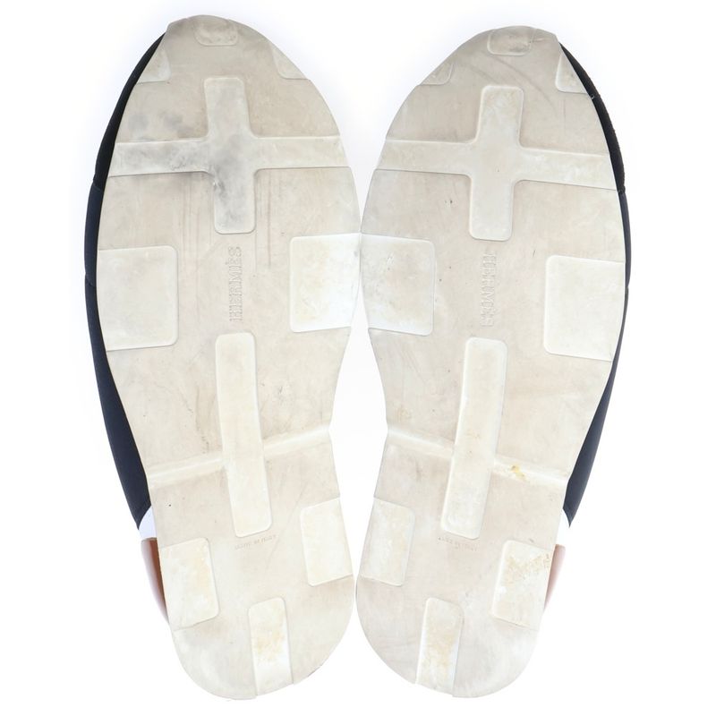 Hermes Miles Leather Cut Replacement Low Cut Sneakers Shoes Navy 40.5