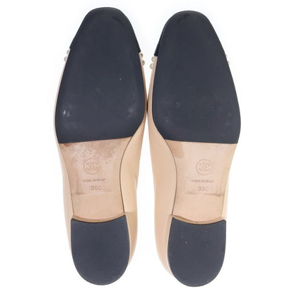 Chanel Pearl Flat Flats Beige