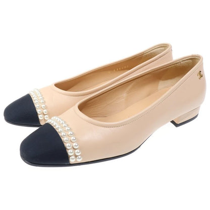 Chanel Pearl Flat Flats Beige