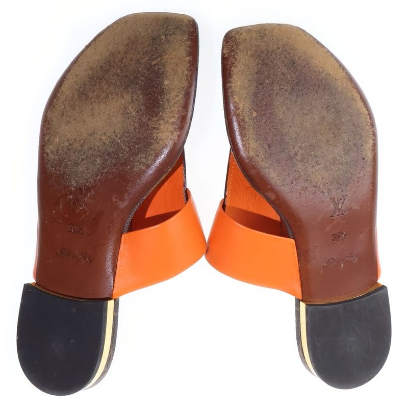 Louis Vuitton Monogram Leather Thong Sandals Brown Orange