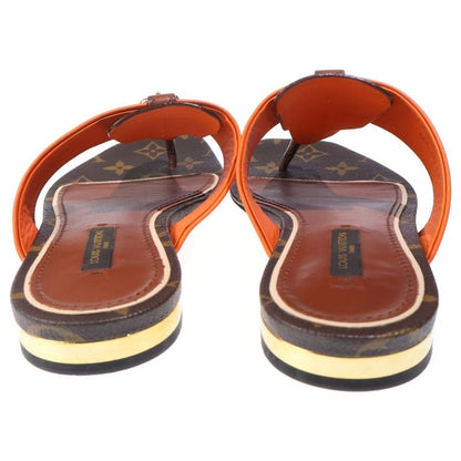 Louis Vuitton Monogram Leather Thong Sandals Brown Orange