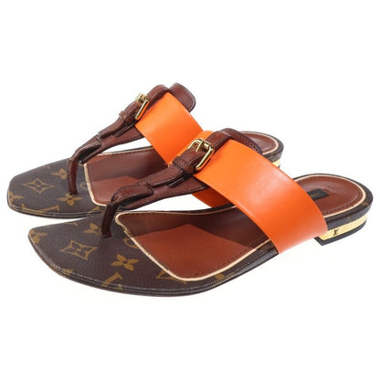 Louis Vuitton Monogram Leather Thong Sandals Brown Orange
