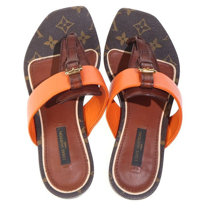 Louis Vuitton Monogram Leather Thong Sandals Brown Orange