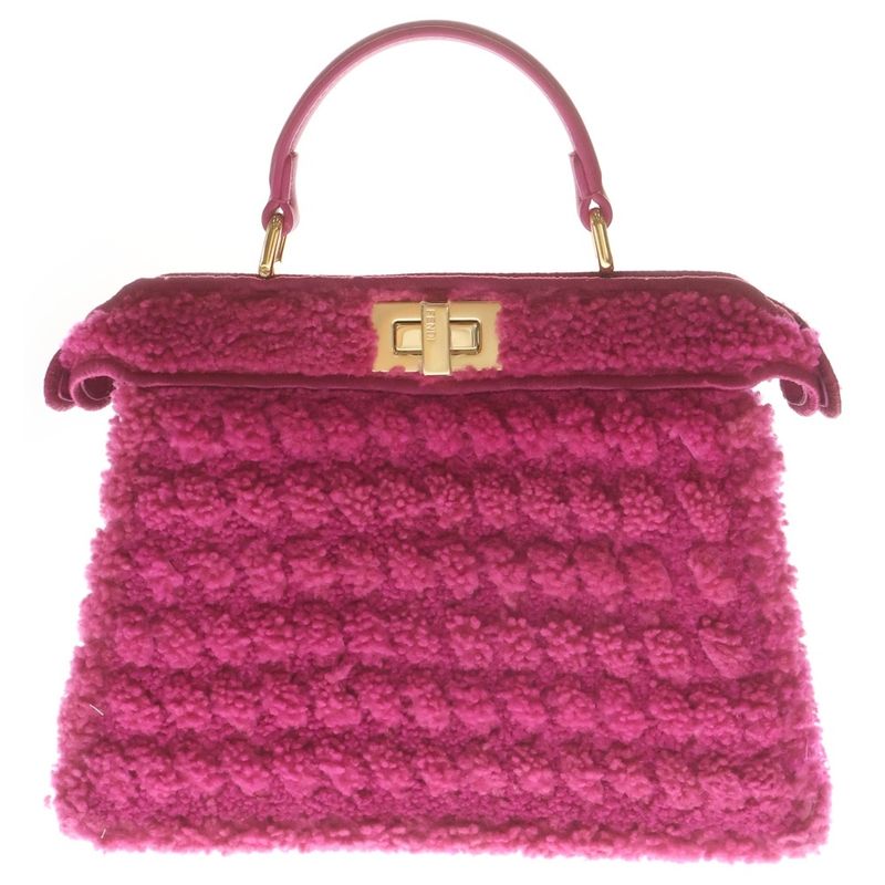 Fendi Peekaboo Eye Small 2-Way Shoulder Bag Pink Boa Gold