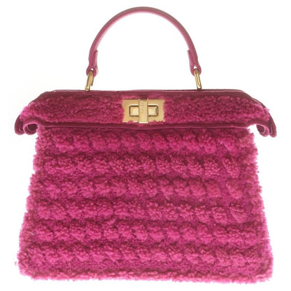 Fendi Peekaboo Eye Small 2-Way Shoulder Bag Pink Boa Gold