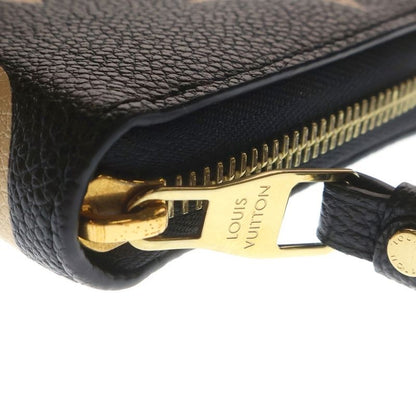 Louis Vuitton Monogram Empreinte Zippy Wallet Card Case Black Beige Leather Gold