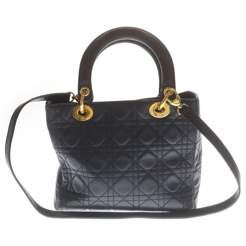 Dior Lady Cannage Black 2-Way Shoulder Bag