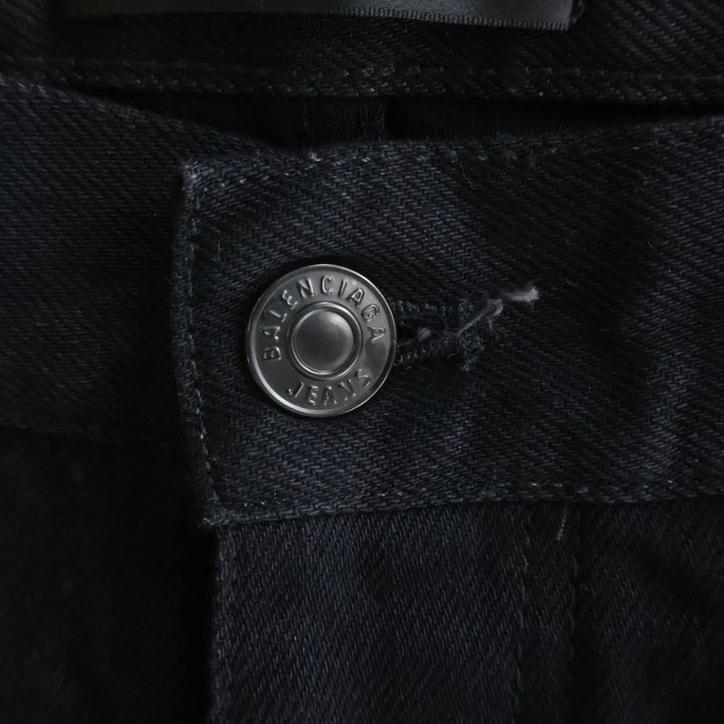 Balenciaga Button Fly Straight Denim Pants Jeans Black