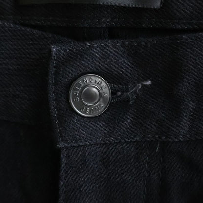 Balenciaga Button Fly Straight Denim Pants Jeans Black