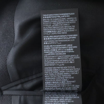 Saint Laurent Paris Silk Metal Button Double Breasted Middle Coat Black