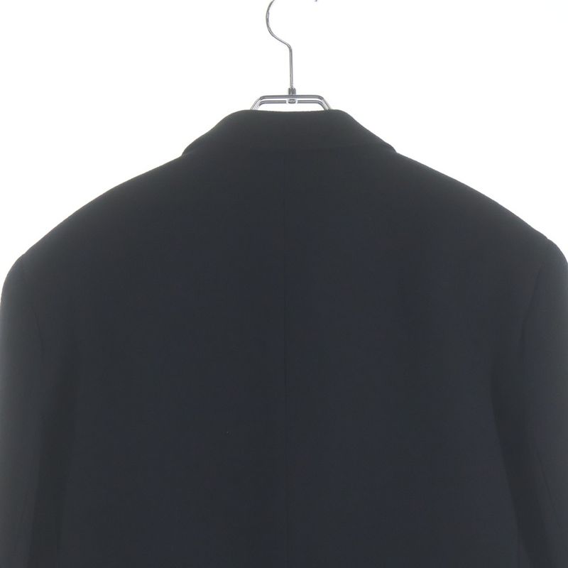 Saint Laurent Paris Silk Metal Button Double Breasted Middle Coat Black